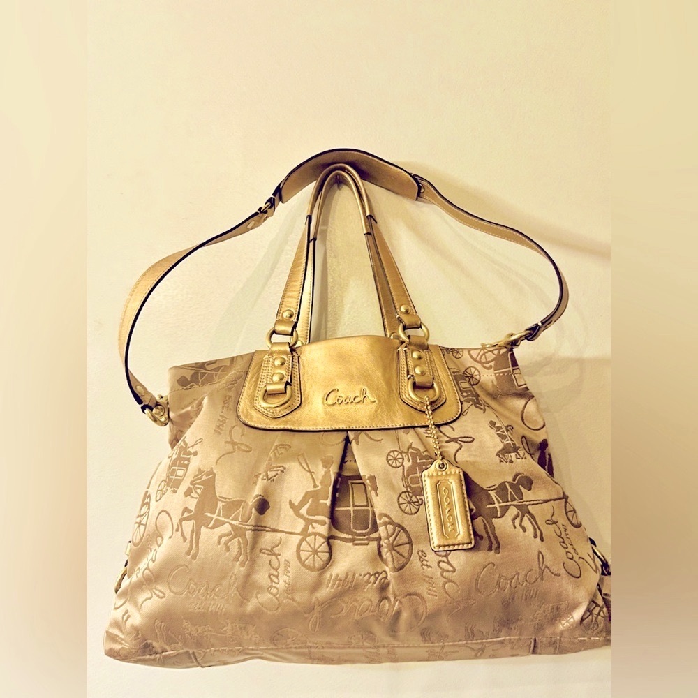 Coach Gold and Tan Satchel